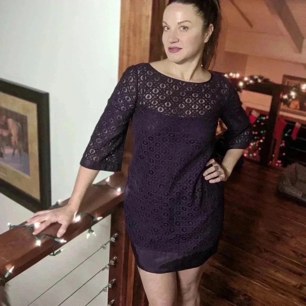 Laundry by Shelli Segal Purple Lace Dress